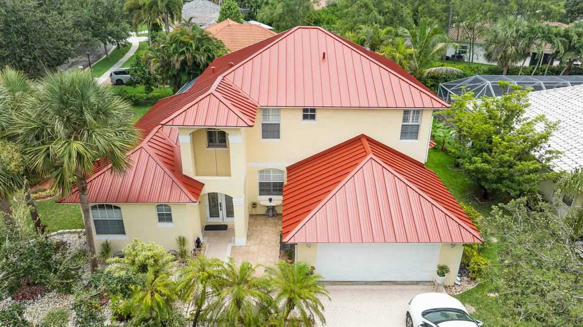 Red standing seam metal roof