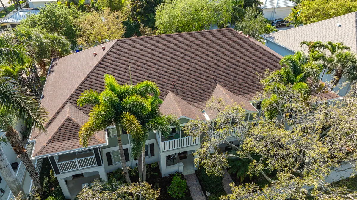 Brown shingle roof on large Florida home