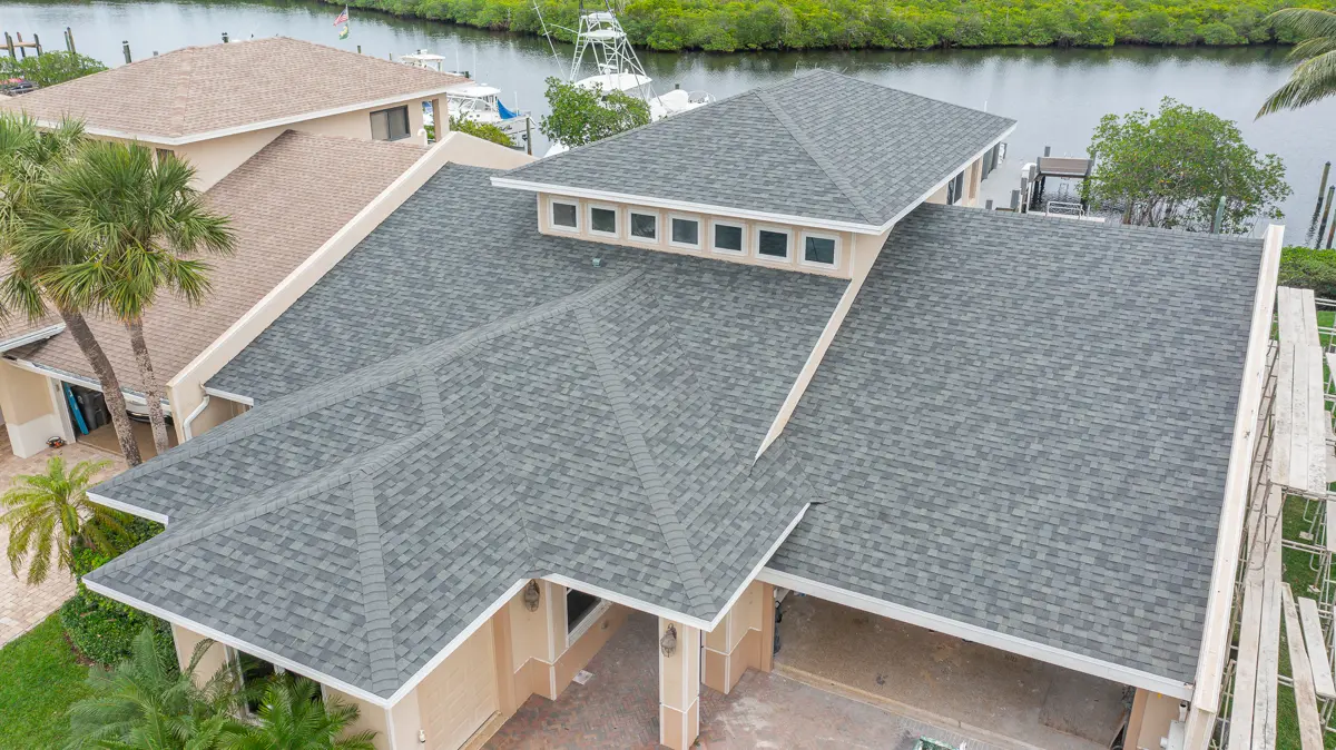Grey shingle roof top-down